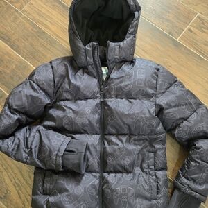 Boys Black Gaming Pattern Coat Sz 14/16